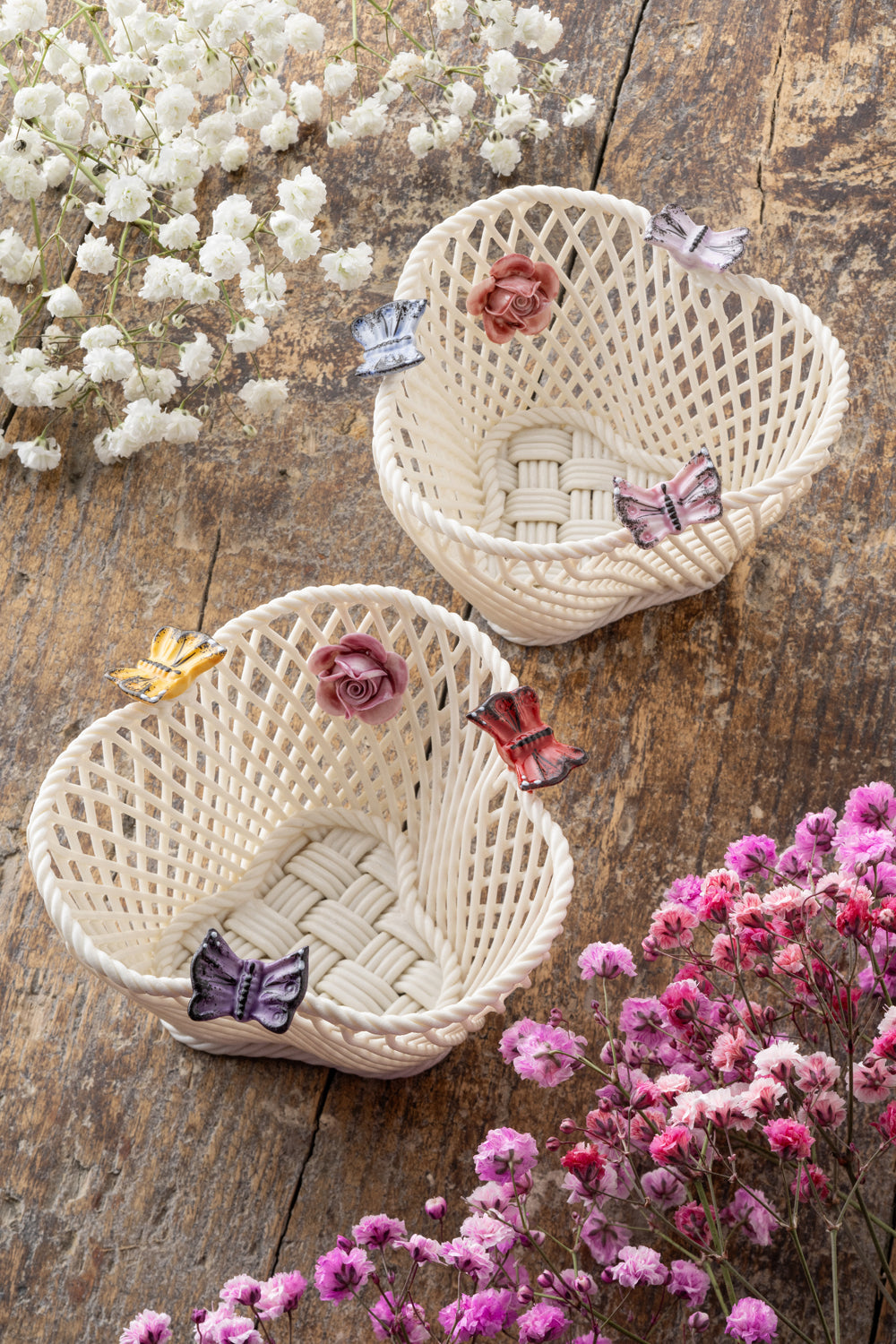 Belleek Classic Butterfly Basket - Bright