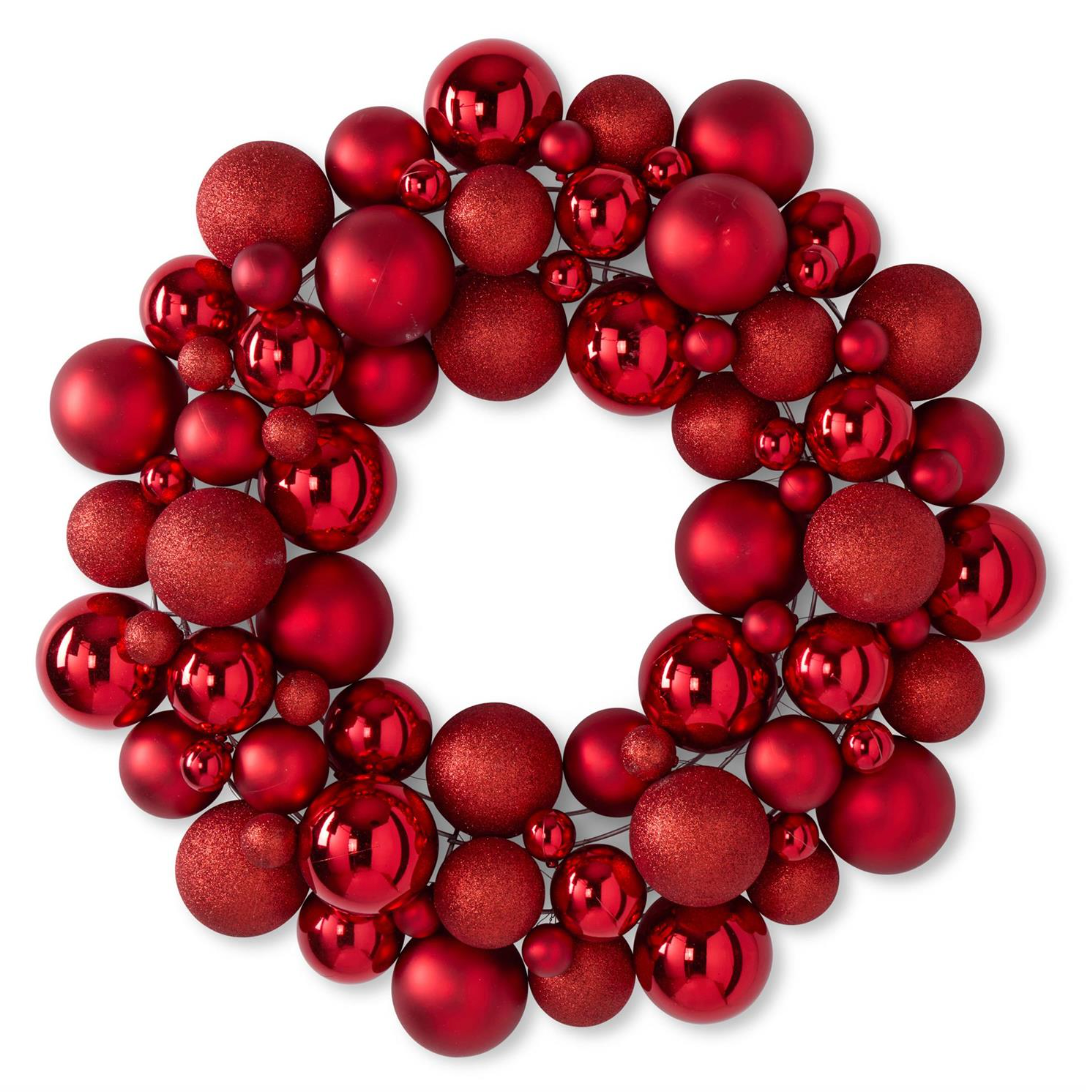 28 Inch Red Shatterproof Ornament Wreath