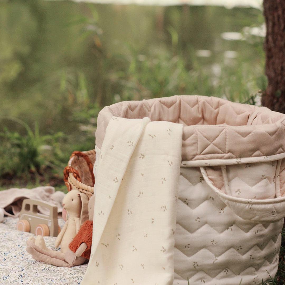 Avery Row Large Quilted Storage Basket - Nettle Scatter/Birch