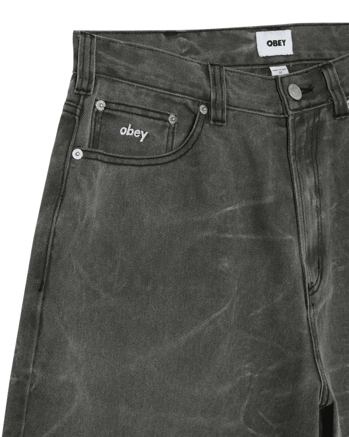 Obey - Bigwig Baggy Denim Short - Black wrinkle wash - Pantalons et Shorts - 172100109BWA28
