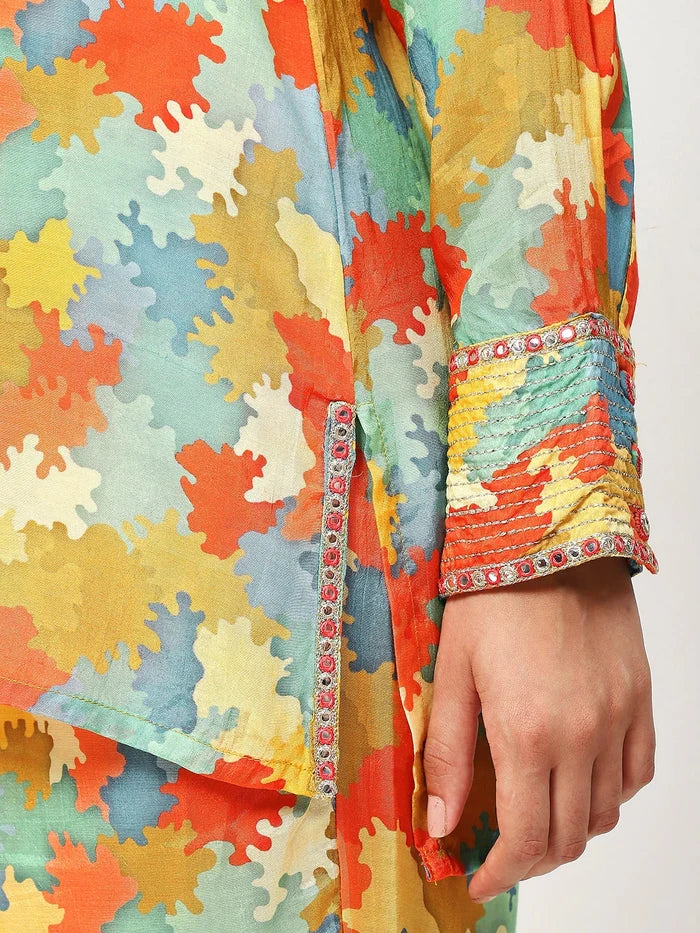 Printed Cord Set in Multicolor Muslin