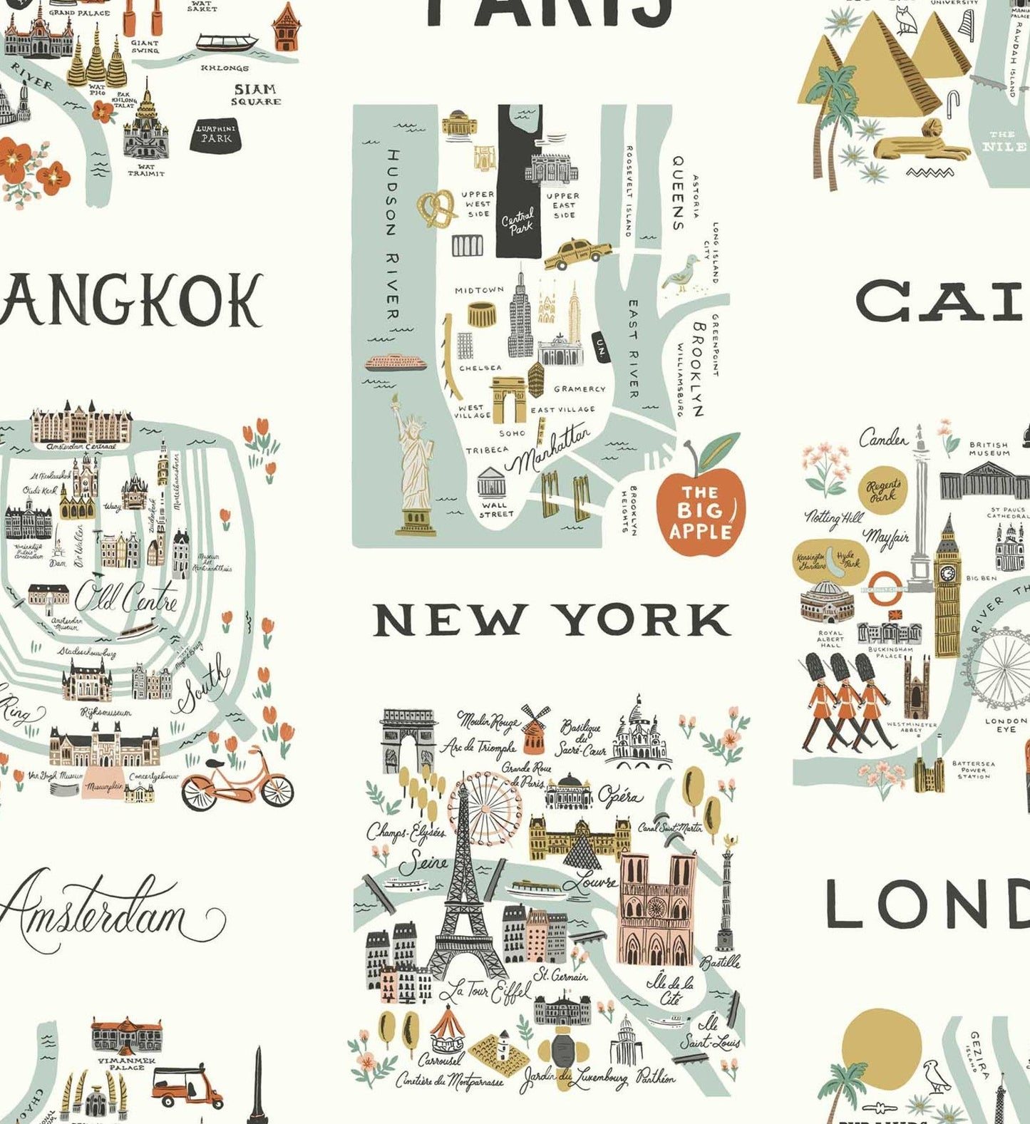 City Maps Peel & Stick Wallpaper - Mint