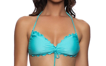 Wavy Tunnel Bandeau-Wavy Ruched Back Tie Side Bikini