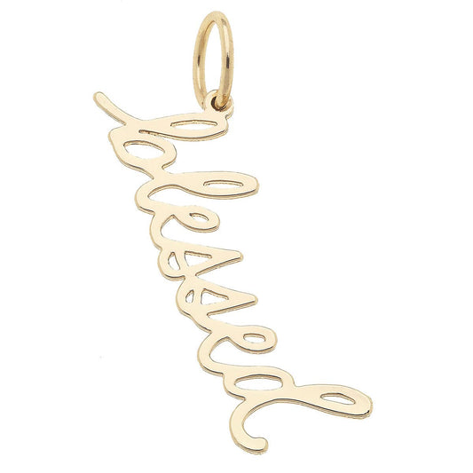 "Blessed" Cursive Script Charm in Shiny Gold