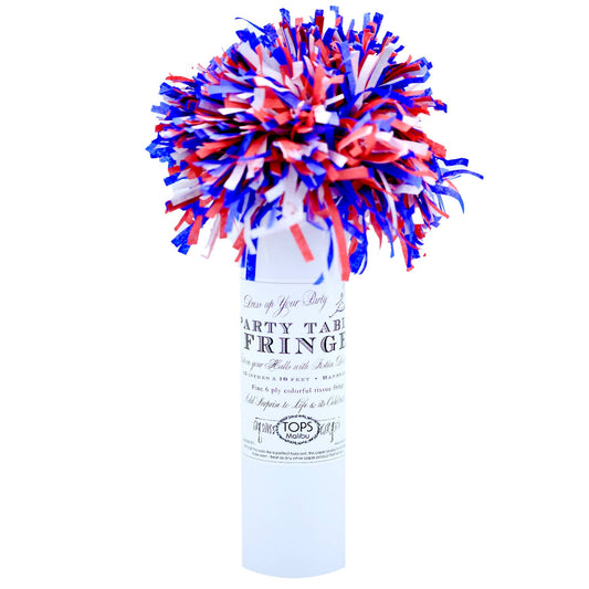 10' x 15" Party Table Tissue Fringe - Red, White & Blue