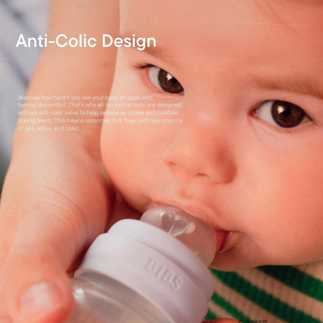 BIBS Slow Flow Baby Glass Bottle Complete Set - Blush