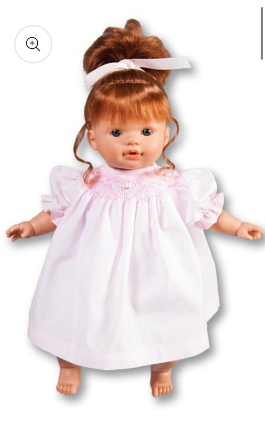 15" Charlotte Red Hair Doll with Pink Smock Dress