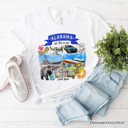 Artistic Alabama State Themes and Landmarks T-Shirt, Tee for History and Travel Lovers