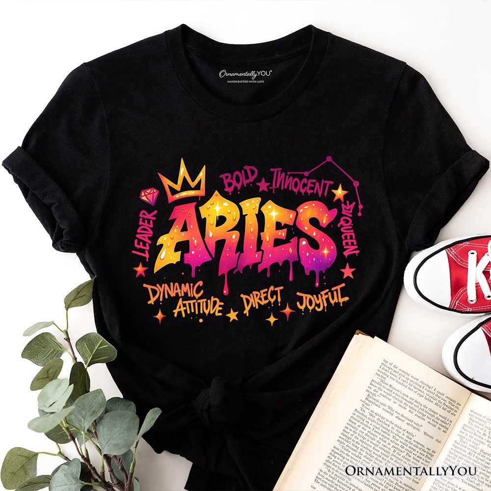 Aries Graffiti Zodiac T-Shirt, Street Style Astrology Horoscope Tee