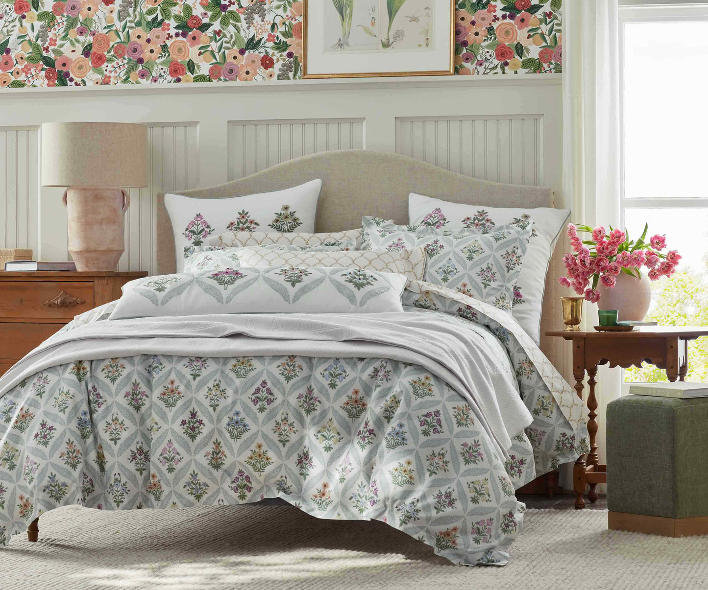Embroidered Pillow Cover - Estee Garden