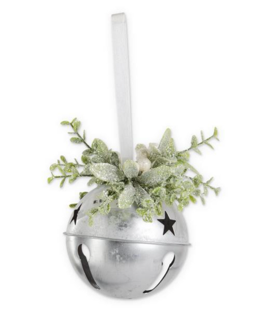 3.5" Bell Ornament w/Glittered Mistletoe