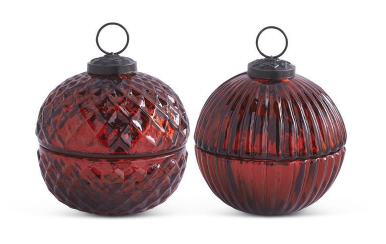 3.5" Filled Mercury Glass Lidded Ornament Candle