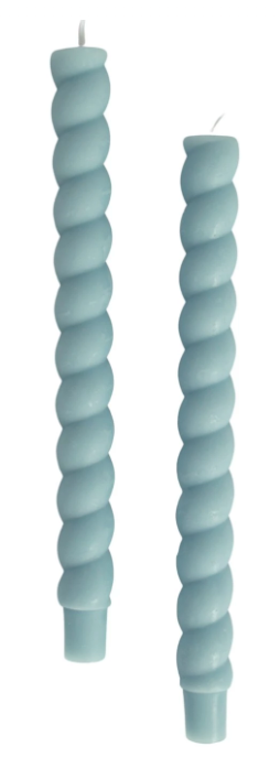 10"H Unscented Twisted Blue Taper Candles