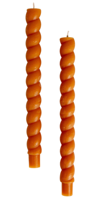 10"H Unscented Twisted Camel Taper Candles