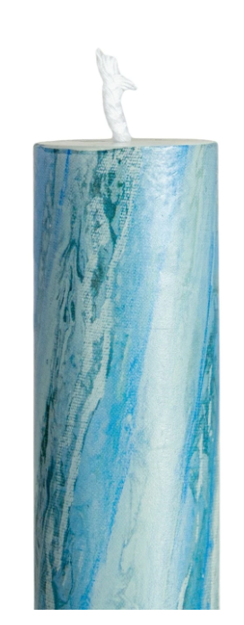 10"H Unscented Marble Blue Taper Candles