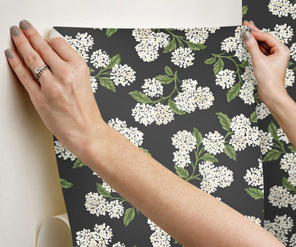 Hydrangea Peel & Stick Wallpaper - Black & White