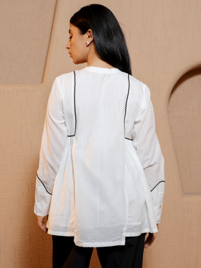 Aero White Cotton Viscose Top (Plus Size)