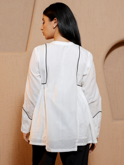 Aero White Cotton Viscose Top (Plus Size)