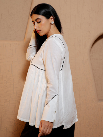 Aero White Cotton Viscose Top