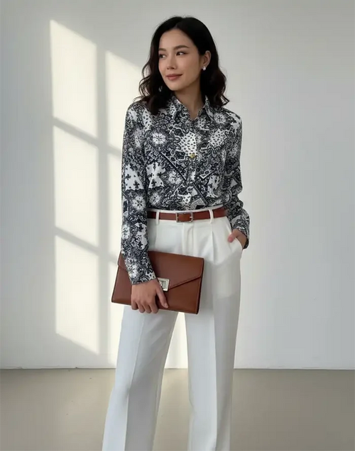AMANI LONG SLEEVE PRINTED BLOUSE