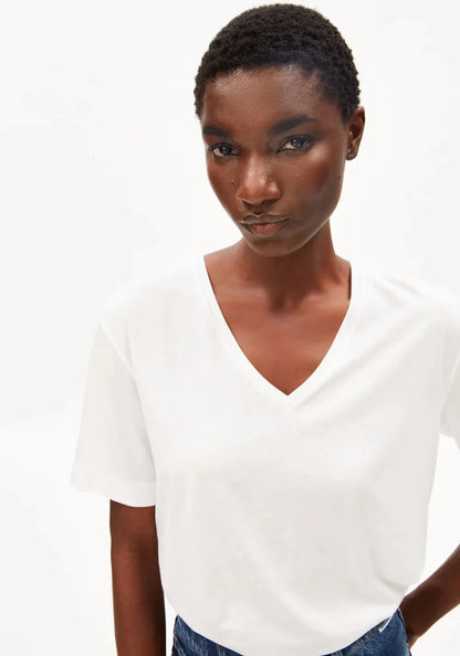 Armedangels - V - Neck T-shirt - White - Tops - 30008178