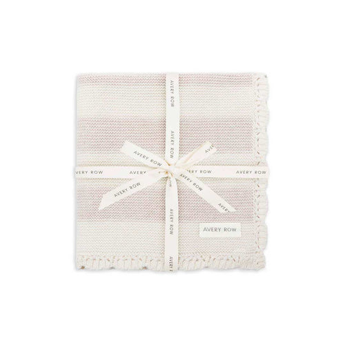 Avery Row Stripe Knit Blanket - Oat Melange