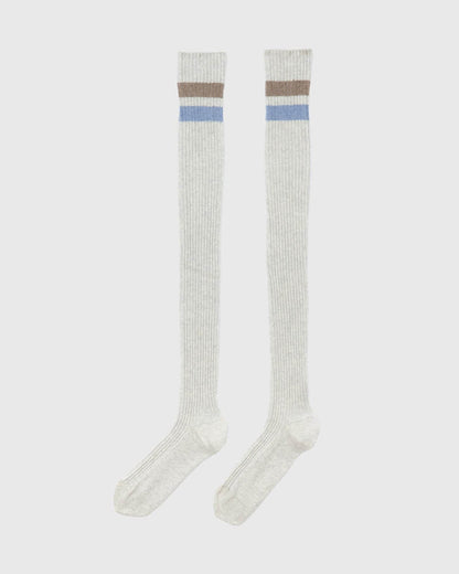 Baserange - Overknee Socks - Grey melange - Organic Rib Cotton - Accessoires - SORO-CR-SU26