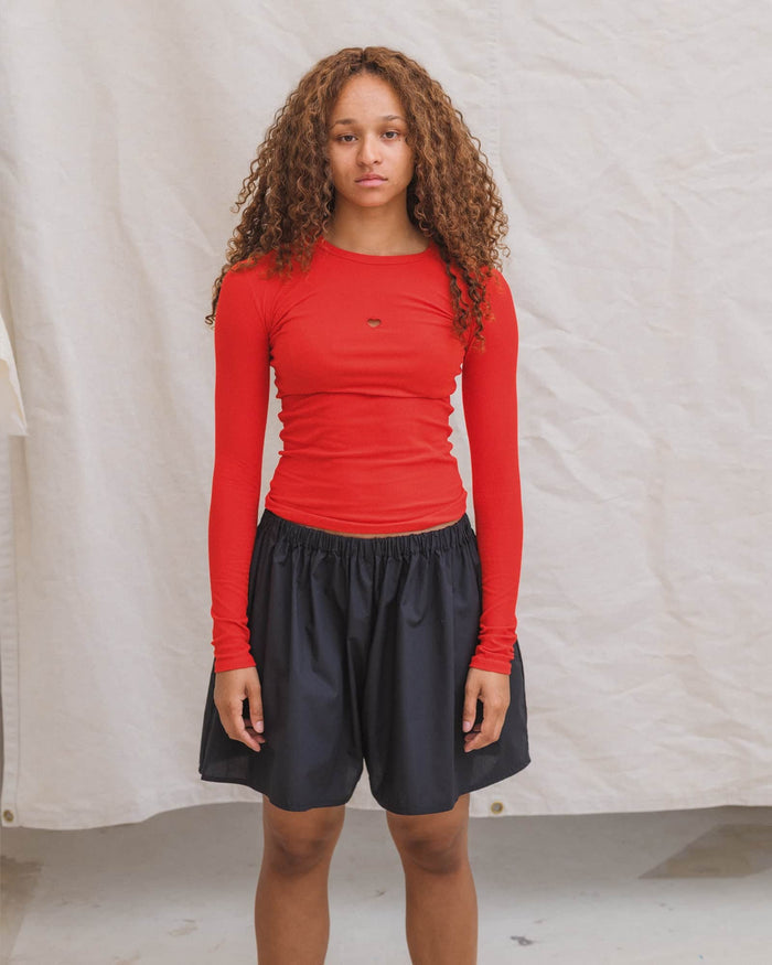 Baserange - Short Cable Noir - Popeline de coton biologique - Jupes et Pantalons - SHCA-PO-SU26