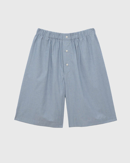 Baserange - Short Keep rayé bleu - Popeline de coton biologique - Jupes et Pantalons - SSKE-PO-SU26