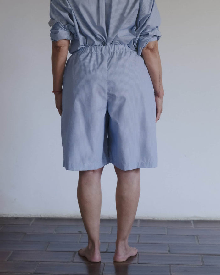 Baserange - Short Keep rayé bleu - Popeline de coton biologique - Jupes et Pantalons - SSKE-PO-SU26