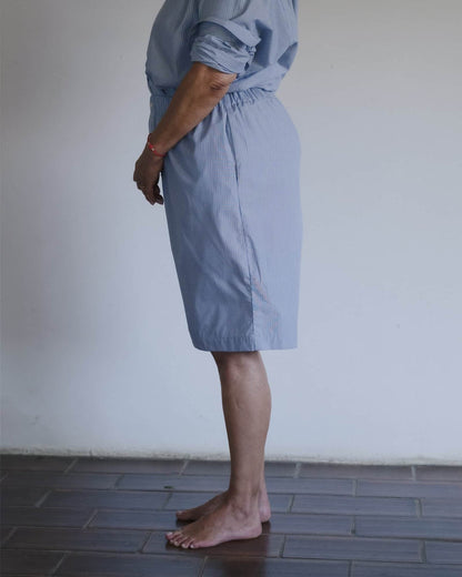 Baserange - Short Keep rayé bleu - Popeline de coton biologique - Jupes et Pantalons - SSKE-PO-SU26