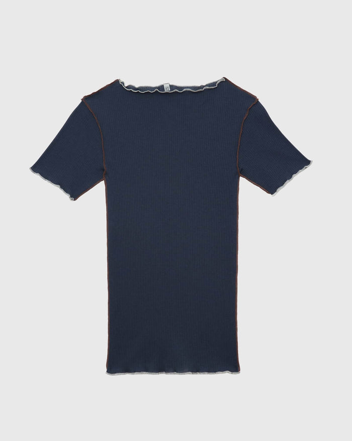 Baserange - T-shirt Vein Preston Blue - Coton biologique côtelé - Tops - TTVT-CR-SU26
