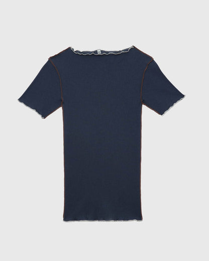 Baserange - T-shirt Vein Preston Blue - Coton biologique côtelé - Tops - TTVT-CR-SU26