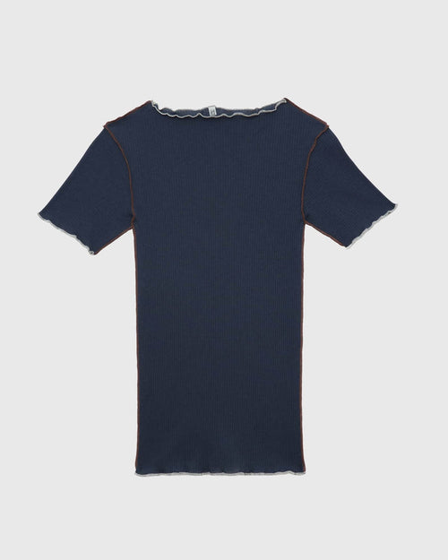 Baserange - T-shirt Vein Preston Blue - Coton biologique côtelé - Tops - TTVT-CR-SU26