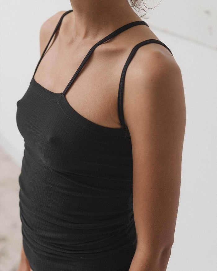 Baserange - Top Nida noir - Coton biologique fin côtelé - Tops - TONI-RB-000