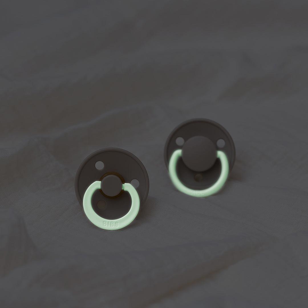 BIBS Colour GLOW Latex Pacifiers - Sage + Cloud - 2 Pack
