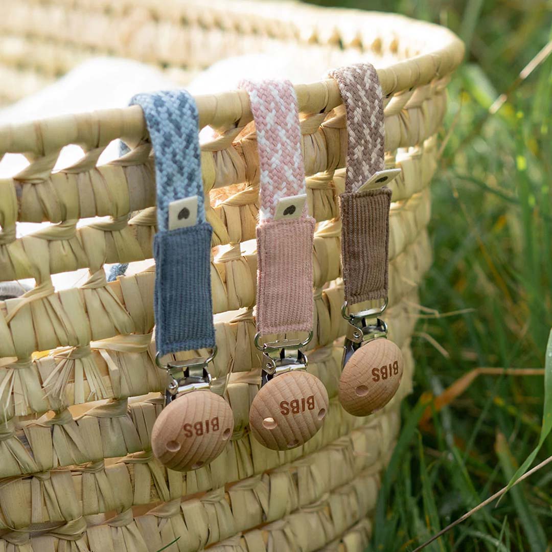 BIBS Paci Braid Pacifier Clip - Blush + Ivory