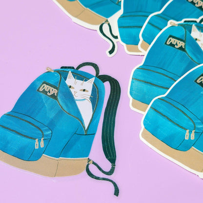 CatSport Backpack Cat - Clear Sticker