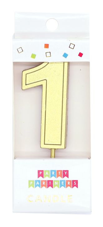 1 Gold Metallic Decal Number Candle