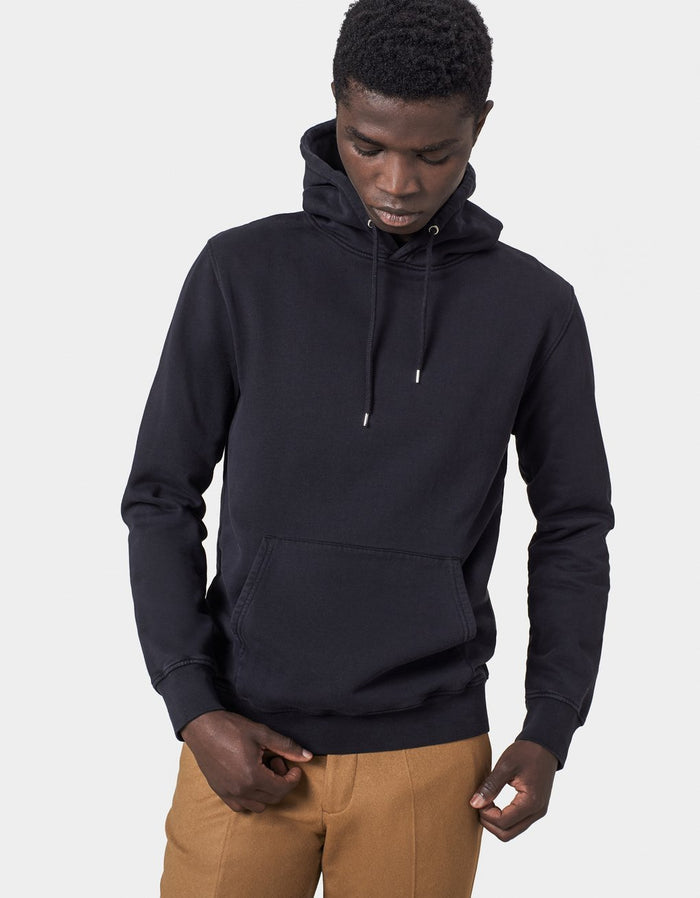 COLORFUL STANDARD - CLASSIC ORGANIC HOOD - DEEP BLACK - SWEAT À CAPUCHE NOIR EN COTON BIOLOGIQUE - UNISEXE-Pulls et Sweats-CS1006