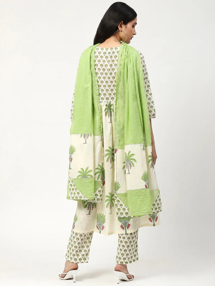 Cotton Printed Kurta Set With Dupatta