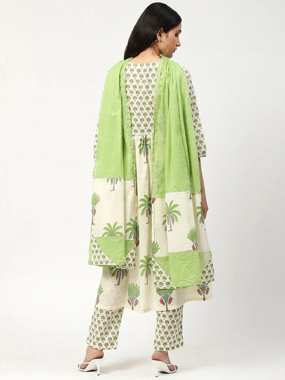 Cotton Printed Kurta Set With Dupatta