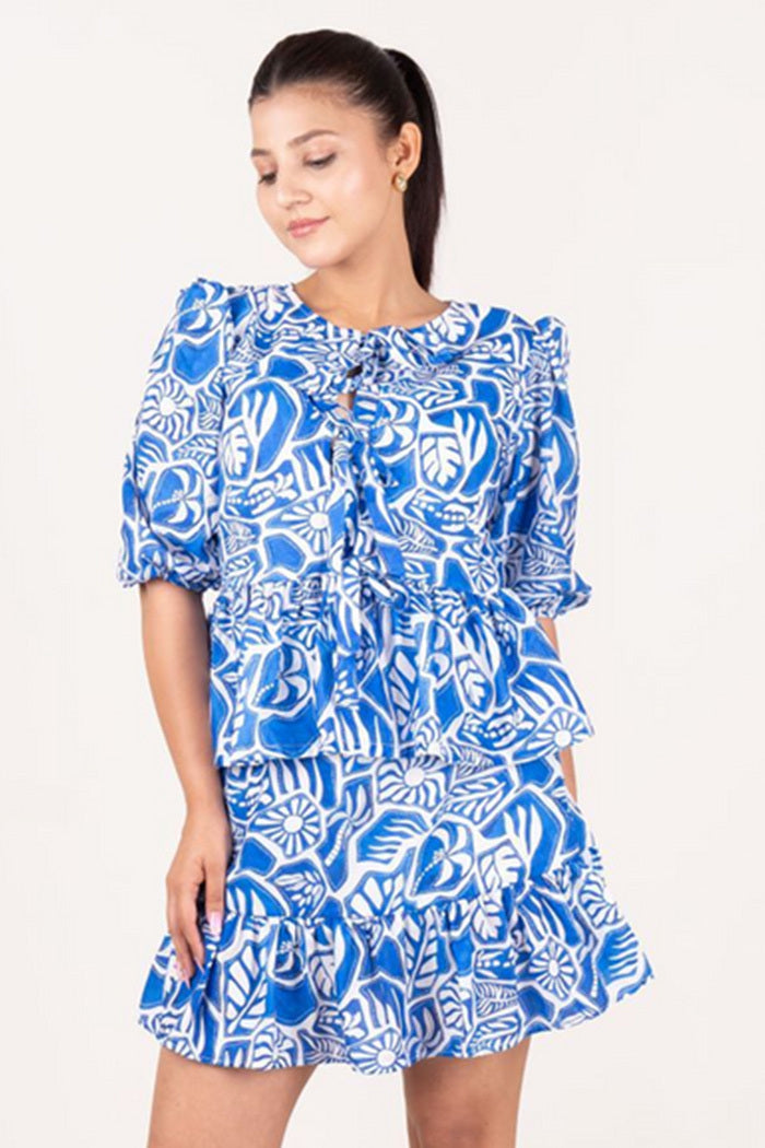 Cotton Printed Top with Tassel