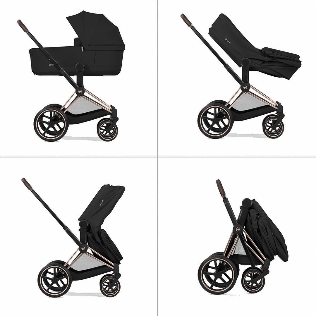 CYBEX PRIAM Pushchair & Fold Cot - Comfort - Sepia Black/Rose Gold