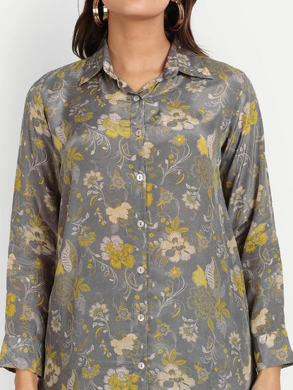 Digital Print Co-Ord Sets in Grey Pure Muslin
