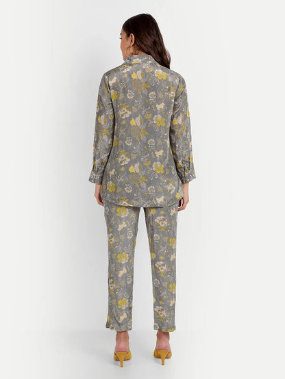 Digital Print Co-Ord Sets in Grey Pure Muslin