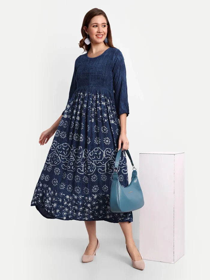 Ethnic Motifs Print Cotton Midi Dress