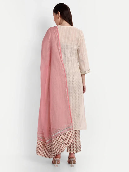 Ethnic Motifs Print Pure Cotton Kurta With Pant & Dupatta