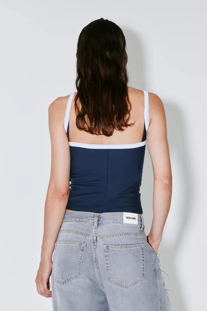 Façon Jacmin - Timothee Marcel Top - Dark Blue/White - Tops - 61091000