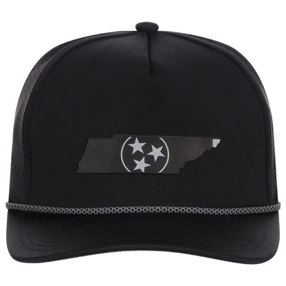 Local Crowns Tennessee Reflective 5 Panel Tech w/Rope - Black